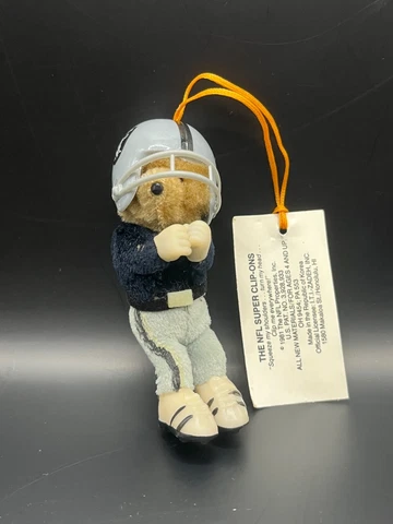 Vintage NFL SUPER CLIP-ONS 1981 RAIDERS Number 7 Teddy Bear 3.5" Cover