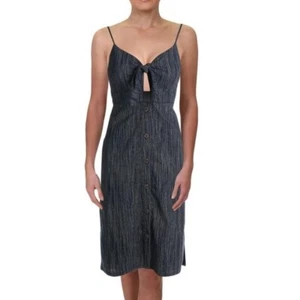 NEW! Womens Lucca fits M/L tie front mid length linen dress - Picture 1 of 9