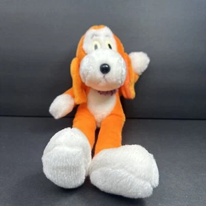 Vintage Dan Brechner Orange Puppy Dog Plush 16” White Long Legs Bowtie EUC Clean - Picture 1 of 19