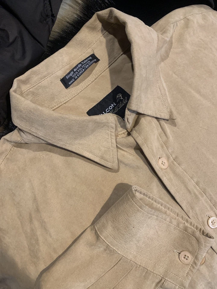 Camisa Para Hombre Bronceada Cepillada Camel Manga Larga Botón Falcon Bay Etiqueta Dorada Talla L Foto 1 de 4