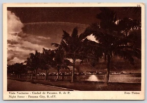 Panama Nachtszene Panama City Vintage Postkarte Continental - Bild 1 von 2