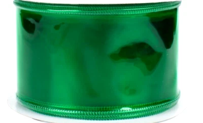 Green Jelly Ribbon 2.5" by 2 yards PVC Wired Edge Halloween Christmas Easter - Image 1 of 2