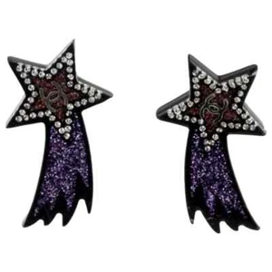 Chanel Brillo Cristal Embellecido Entrelazado CC Estrella Pendientes Brillo - Imagen 1 de 9