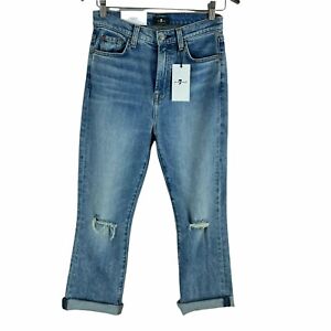 NWT 7 for all Mankind High Waist Slim Kick Boyfriend Jeans Women Size 28 $245