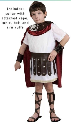 Gladiador Niño Niños Disfraz Cuello Con Capa Vestido Elegante 12-14 + Espada/Escudo Foto 1 de 4