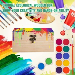 6pcs Wooden Box with Lock Blank Flip Open Retro Small Wood Case DIY Unpainted - Picture 1 of 5