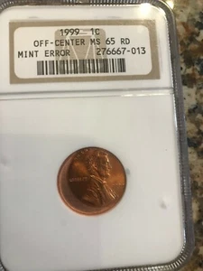 USA 1999 1 Cent NGC MS65 off center ERROR - Picture 1 of 5