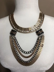 Egyptian Style Choker Collar Rhinestone & Chain Necklace 16-20” Adjustable - Picture 1 of 2