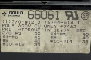 NOS Gould Shawmut Power Distribution Block Model 66061 - Pole 600V CU ONLY - Picture 1 of 6