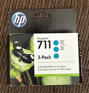 HP 711 3-pack 29-ml Cyan DesignJet Ink Cartridge 9/2021 New Sealed Exp: 10/2021 - Picture 1 of 4