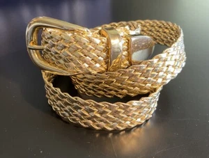 Gold Metallic Akzent Gürtel 1" breit Damengröße Medium 27-31" Metallschnalle & Spitze - Bild 1 von 8