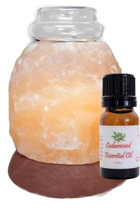Essential Oil Diffuser Salt Lamp with Cedarwood Aromatherapy Nature Spa Gift - Picture 1 of 10