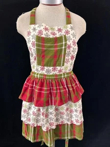 Christmas bib apron one size adult halter neck back ties plaid ruffle Target - Picture 1 of 4