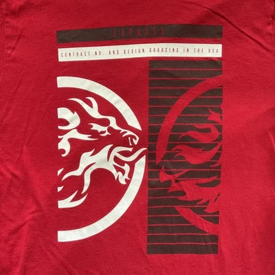Express Shirt Mens Large Red Graphic Lion Flame Tee Urban Streetwear Modern - Image 1 of 4