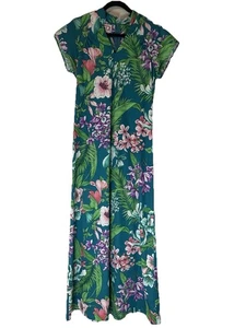 VTG Nani Of Hawaii Liberty House Floral Maxi Dress Green Blue Pink Size Medium - Picture 1 of 9