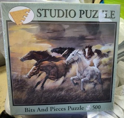 Bits and Pieces Studio Puzzle Wild Horses Running 500 Pieces 16"x 20" New Sealed - Image 1 of 3