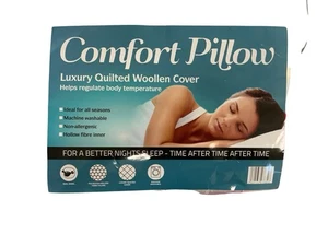 1 X COTTON QUILTED WOOL LINING PILLOW LUXURY WELL FILLED PILLOW F635 - Picture 1 of 2