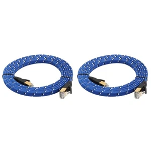 2pcs Premium 10 Gigabit Cat 7 Cavo Ethernet Nylon in treccia intrecciata 10FT - Afbeelding 1 van 12