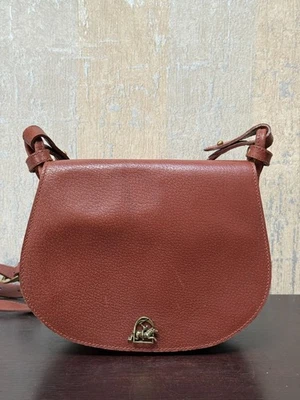 Ralph Lauren 棕色皮革斜挎包鞍袋可调节肩带复古风格 — 第 1/4 张图片