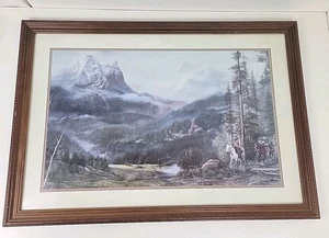 Mountain Man Berge Landschaft signiert Georgie McBride 32" x 23" Holzrahmen - Bild 1 von 13