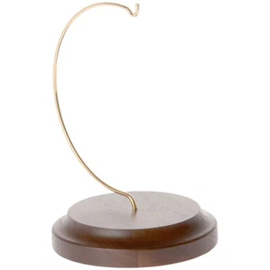 Plymor Wire Ornament Hanger Display with 3.75" Round Walnut Wood Base, 5.5" H - Picture 1 of 2