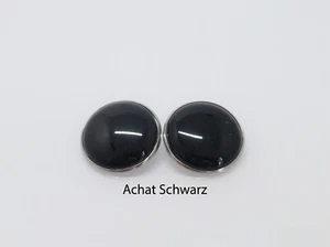Ohrclips XXL Onyx Cabochon 25mm rund Edelstahl - Bild 1 von 8
