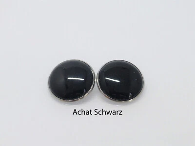 Ohrclips XXL Onyx Cabochon 25mm rund Edelstahl - Bild 1 von 4