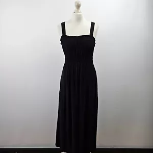 Anthropologie - Abito midi increspato misto lino Evie - Nero - UK 8 - Foto 1 di 6