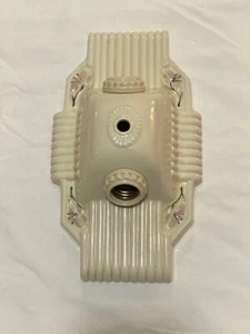 Antique Porcelain Flush Mount Light Fixture - Rewired - 2 Light - Porcelier - Picture 1 of 7