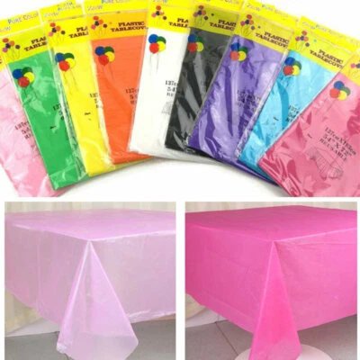 Rectangle Plastic Large Party ClothWipe Clean Table Cover Tablecover Tableware - Image 1 of 4