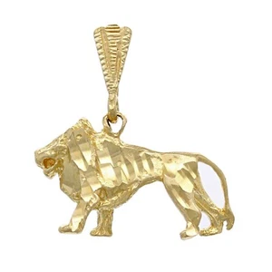14k Yellow Gold Diamond Cut Lion Charm Pendant 3.6 grams - Picture 1 of 6