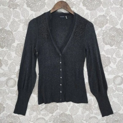 Cárdigan Suéter Magaschoni Seda Cachemira Cuentas Manga Globo Para Mujer S 9780 Foto 1 de 4