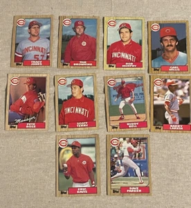 Lot 10 Reds 1987 Topps Larkin Pete Rose Dave Parker Cincinnati Reds - Picture 1 of 8