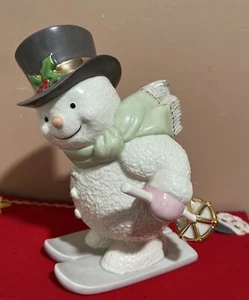 Snowy Downhill Skier Snowman Figurine With Box RETIRED Lenox - Picture 1 of 5