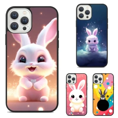 Cubierta metálica de dibujos animados Happy Rabbit Head para iPhone 11 12 13 14 15 Pro Max Foto 1 de 4