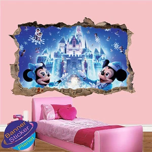 CALCOMANÍA MURAL DE DECORACIÓN DE HABITACIÓN DECORACIÓN DE DECORACIÓN DE MICKEY MINNIE CASTLE 3D - Imagen 1 de 3