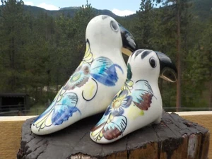 Dos pájaros tucán cerámica mexicana arte popular firmado R S - Imagen 1 de 11