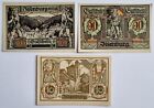 3 Alte Geldscheine, Notgeld aus: Ilsenburg - 10 + 2 x 50 Pfennig von 1921
