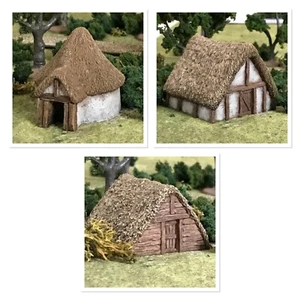 Edifici Wargame 10 mm - Set di 3 abitazioni Dark Age - Foto 1 di 1