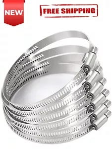 Hose Clamp 3inch Adjustable Stainless Steel Duct Pipe Clamps 6 Pack Worm Gear - Bild 1 von 7