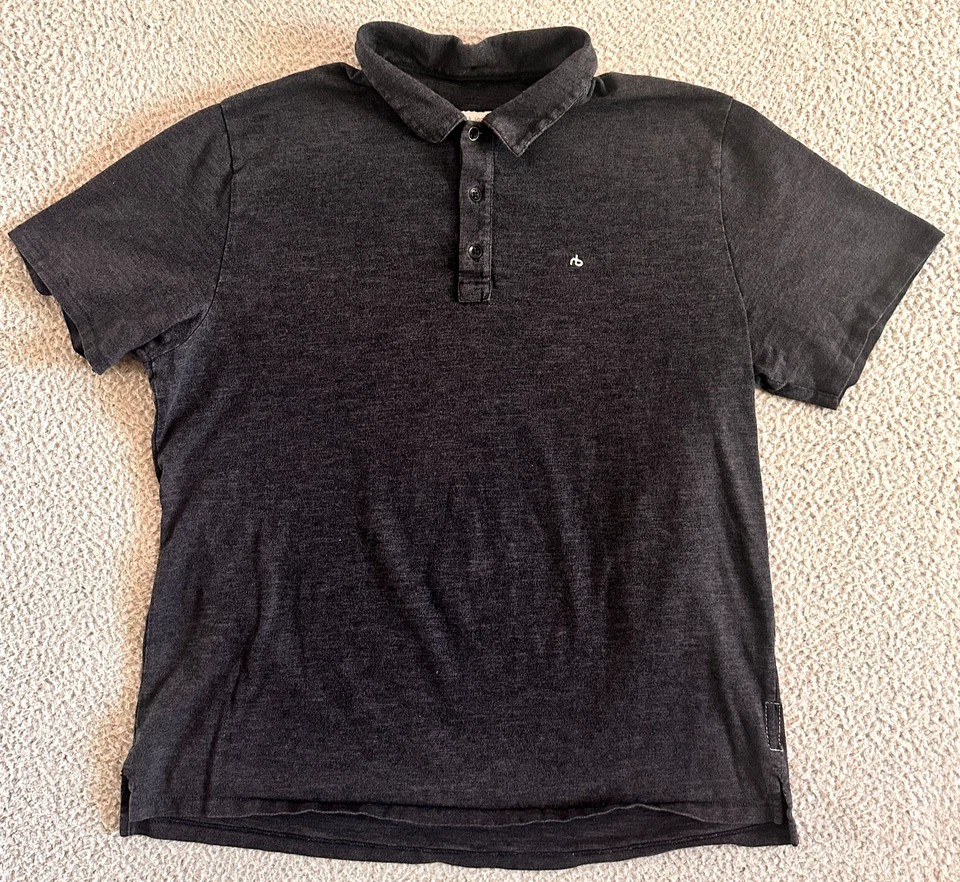 Рубашка поло Rag & Bone мужская XL черная Pima хлопок короткий рукав сделано в Перу - Изображение 1 из 4