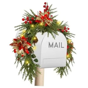 Christmas Mailbox Swag Decorations with Light, Mailbox Swags Garland - Picture 1 of 8