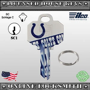 Equipo de fútbol americano con licencia oficial de la NFL Indianapolis Colts llave en blanco - Schlage - Imagen 1 de 3