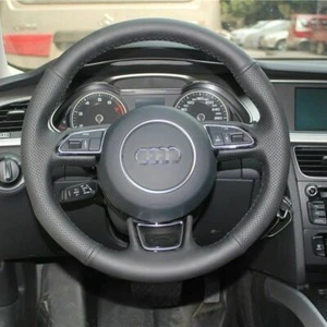 New Anti Slip Black Leather Steering Wheel Stitch on Wrap Cover For Audi A1 - Picture 1 of 12