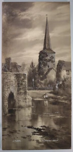 1890s Original Watercolour EYNSFORD Kent C Russell Pseud J Shapland 54x25cm - Picture 1 of 9