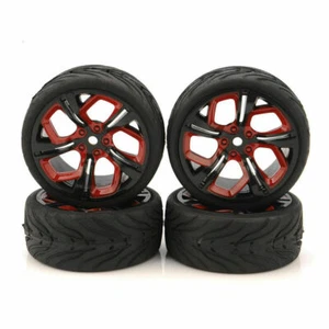 4Pcs 1/10 Run Flat Rubber Tires&Wheel 12mm Hex For HSP HPI On-Roading RC Car - Picture 1 of 9