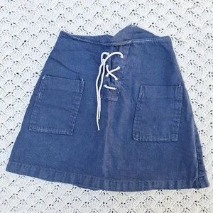 Gonna vintage denim pizzo tasche frontali serval cerniera fatta in casa anni 50 - vita 22" - Foto 1 di 6