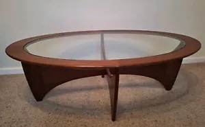 G Plan Teak Oval Glass Top Coffee Table Original Vintage Furniture - Picture 1 of 15