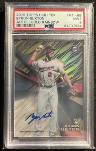 2015 Topps High Tek Byron Buxton RC Gold Rainbow /50 Auto PSA 9 Mint Pop 3 Twins - Picture 1 of 2