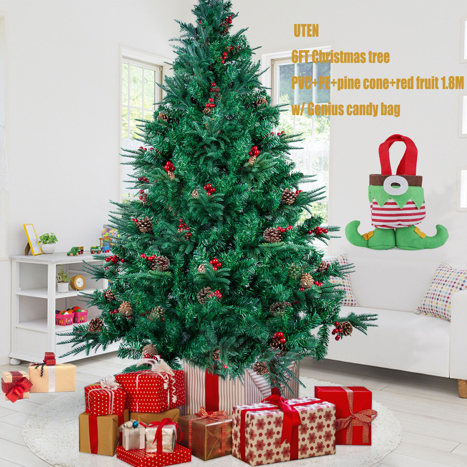 Christmas Xmas Tree 6ft Green 588 Pines 